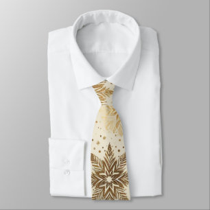Radiant Golden Snowflake Elegance Neck Tie