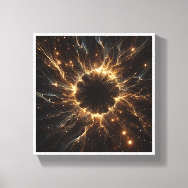 Radiant Golden Solar Flare Abstract - Luxury Cosmi Canvas Print (Front)