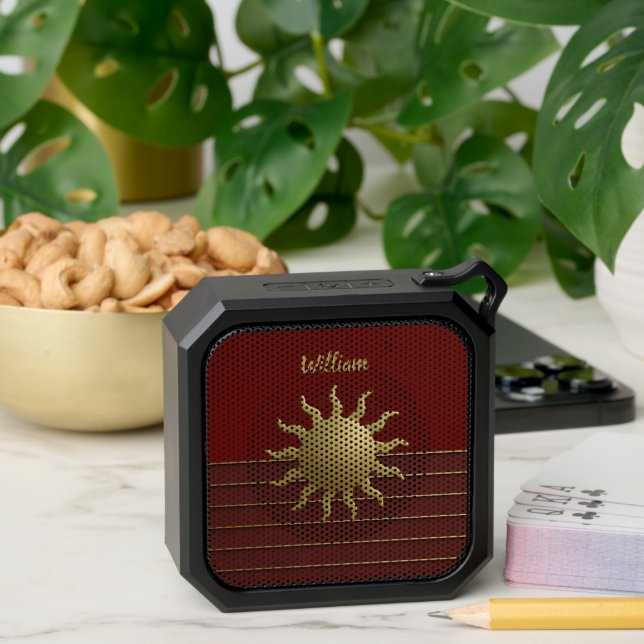 Radiant Golden Sun on Red Bluetooth Speaker (Insitu(Table))