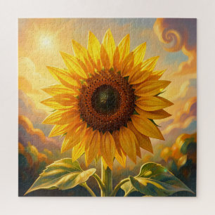 Radiant Golden Sunflower Sunset Jigsaw Puzzle
