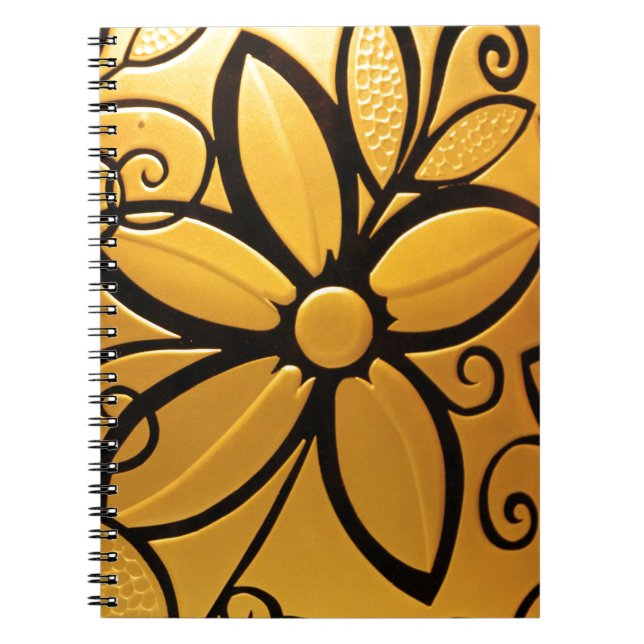 Radiant Golden Yellow Floral Design Notebook (Front)