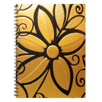 Radiant Golden Yellow Floral Design Spiral Notebook