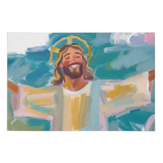 Radiant Happy Jesus with Open Arms 36x24 Faux Canvas Print
