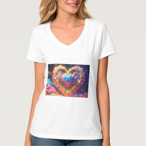 Radiant Heart Cute Clay Archangel Uriel Printed  T_Shirt