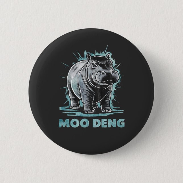 Radiant Hippo Moo Deng Button (Front)