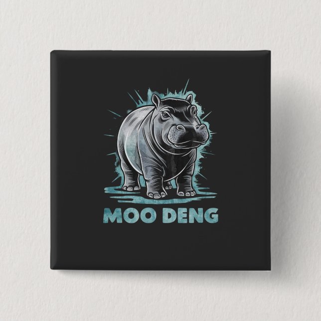 Radiant Hippo Moo Deng Button (Front)