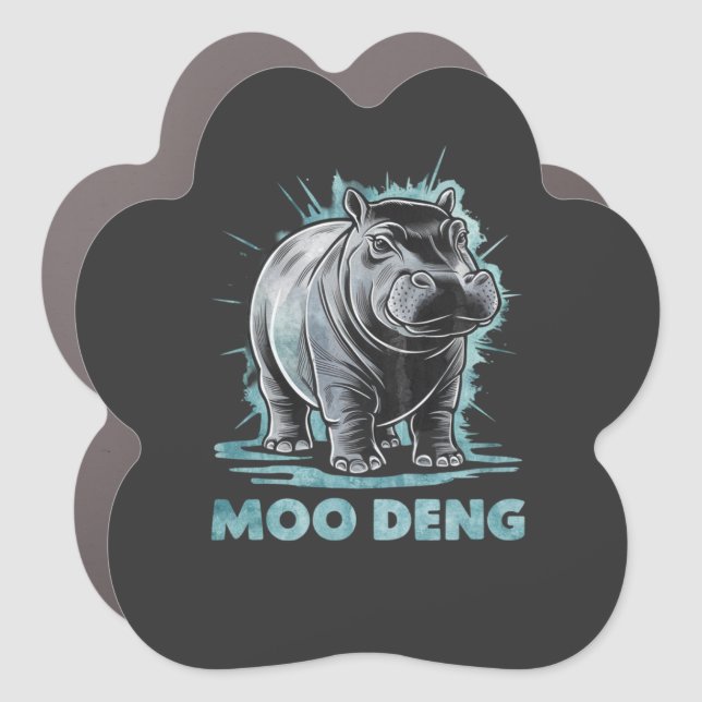 Radiant Hippo Moo Deng Car Magnet (Front)