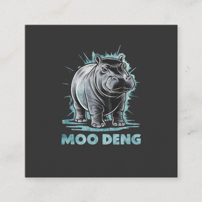 Radiant Hippo Moo Deng Square Business Card (Front)