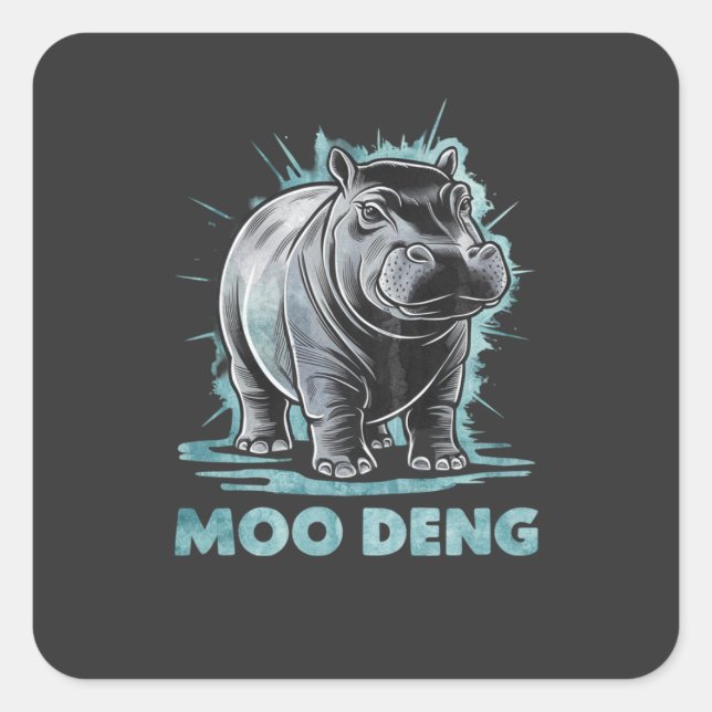 Radiant Hippo Moo Deng Square Sticker (Front)