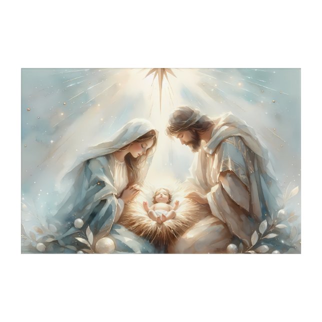 Radiant Holy Family Nativity Scene Acrylic Print (Front)