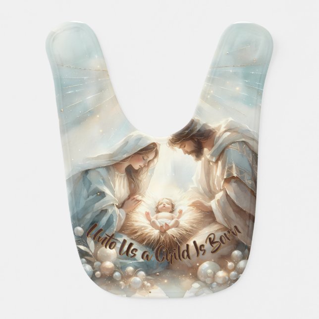 Radiant Holy Family Nativity Scene Baby Bib (Front)