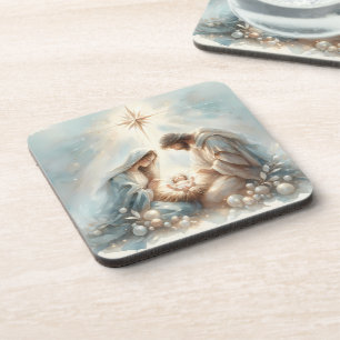 Radiant Holy Family Nativity Scene Beverage Coaster