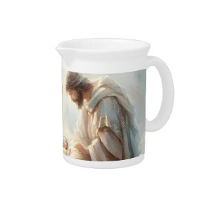 Radiant Holy Family Nativity Scene Beverage Pitcher