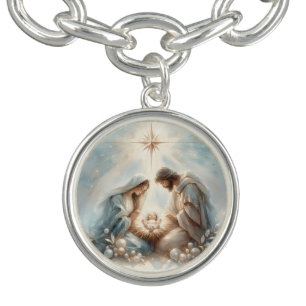 Radiant Holy Family Nativity Scene Bracelet