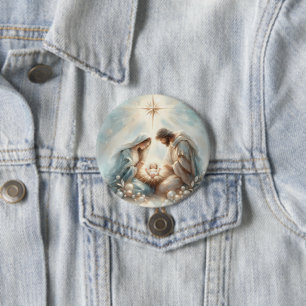 Radiant Holy Family Nativity Scene Button