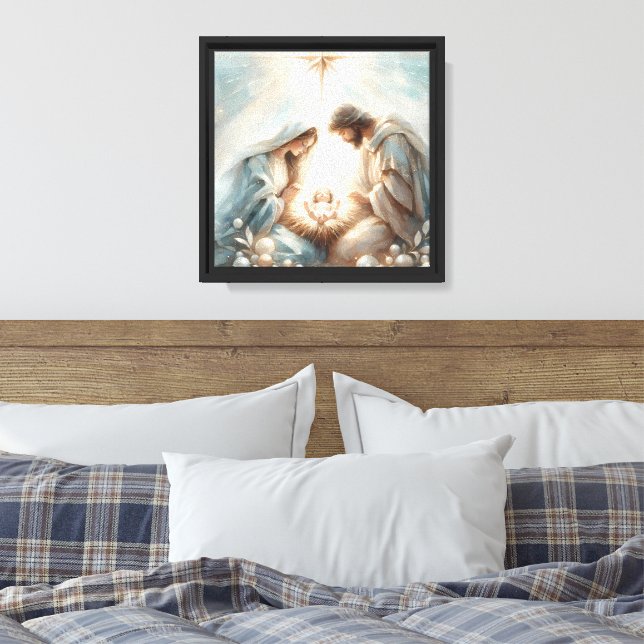 Radiant Holy Family Nativity Scene Canvas Print (Insitu(Bedroom))