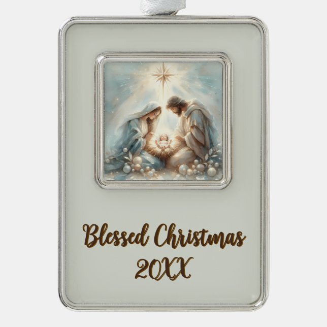Radiant Holy Family Nativity Scene Christmas Ornament (Front)