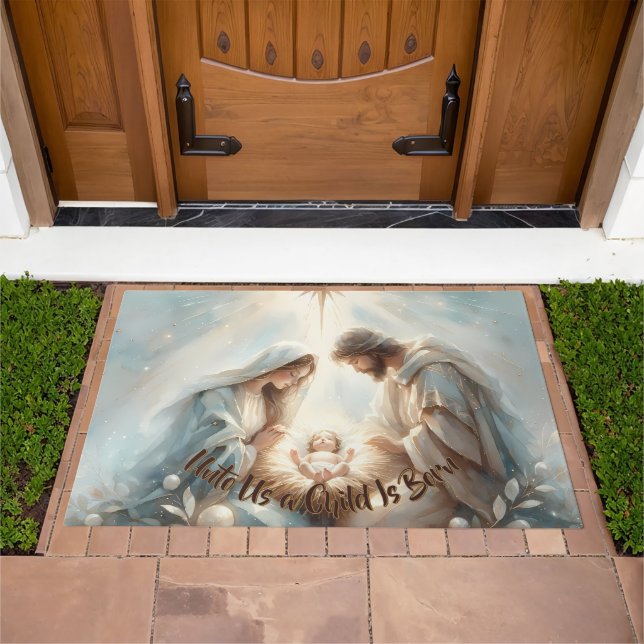 Radiant Holy Family Nativity Scene Doormat (Outdoor)