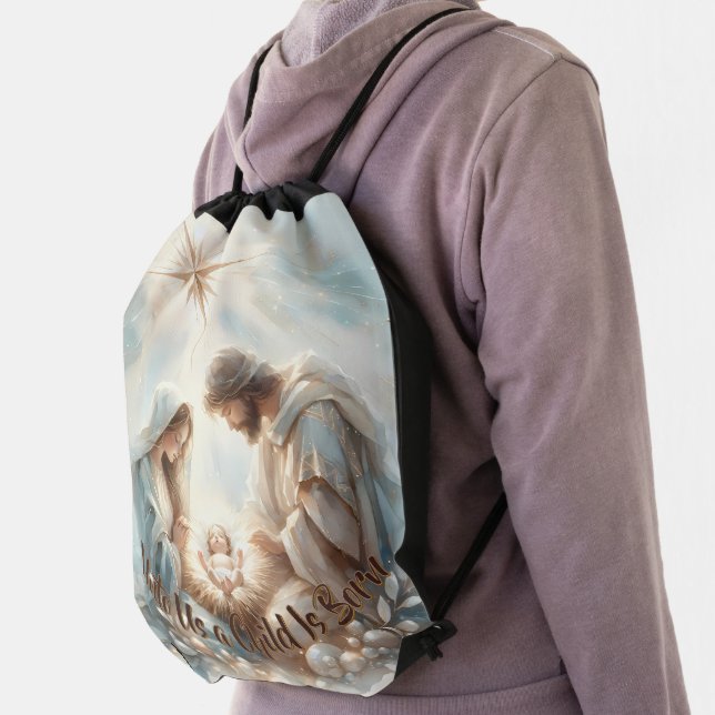 Radiant Holy Family Nativity Scene Drawstring Bag (Insitu)