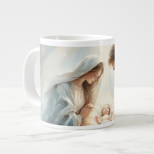 Radiant Holy Family Nativity Scene Giant Coffee Mug (Front Left)