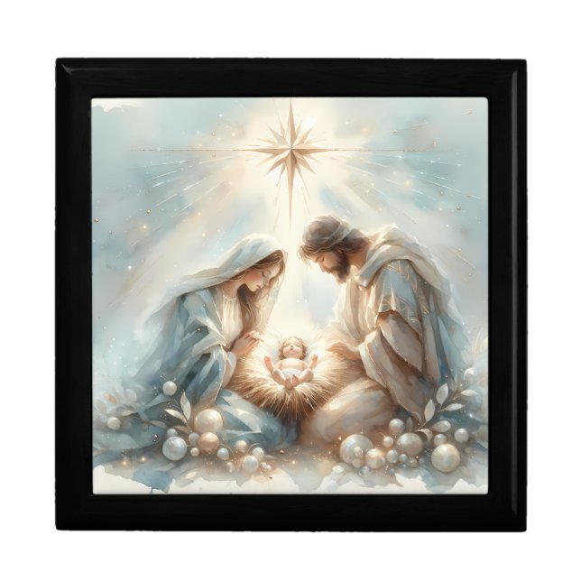 Radiant Holy Family Nativity Scene Gift Box (Front)