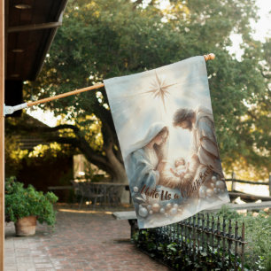 Radiant Holy Family Nativity Scene House Flag