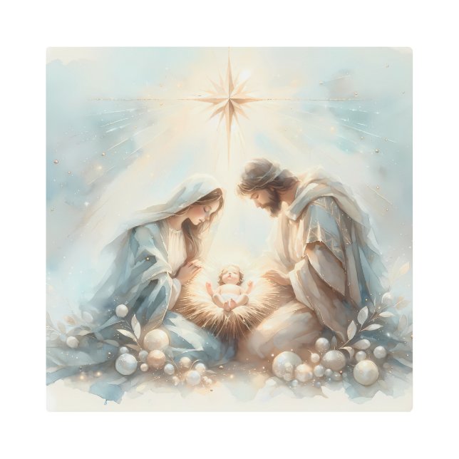 Radiant Holy Family Nativity Scene Metal Print (Front)