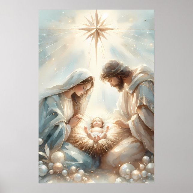 Radiant Holy Family Nativity Scene Poster (Front)