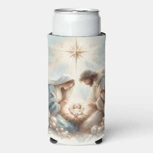 Radiant Holy Family Nativity Scene Seltzer Can Cooler