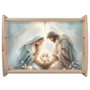 Radiant Holy Family Nativity Scene Serving Tray