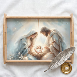 Radiant Holy Family Nativity Scene Serving Tray