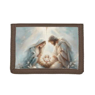 Radiant Holy Family Nativity Scene Tri-fold Wallet