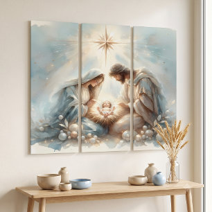 Radiant Holy Family Nativity Scene Triptych