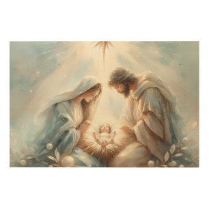 Radiant Holy Family Nativity Scene Wood Wall Art