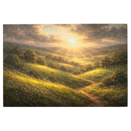 Radiant Horizon: Eternal Morning Oil Painting Metal Print