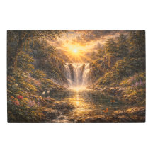 Radiant Horizon: Sun-Drenched Grotto and waterfall