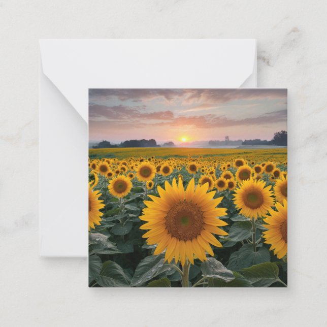 Radiant Horizon: Sunflowers at Dawn Note Card (Front)