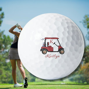 Radiant in Red Custom Cart Name Monogram Golf Balls