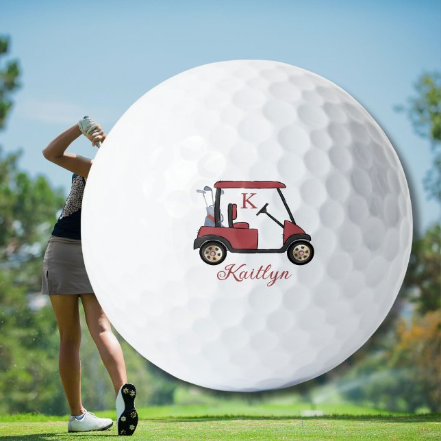 *Radiant in Red Custom Cart Name Monogram Golf Balls (Creator Uploaded)