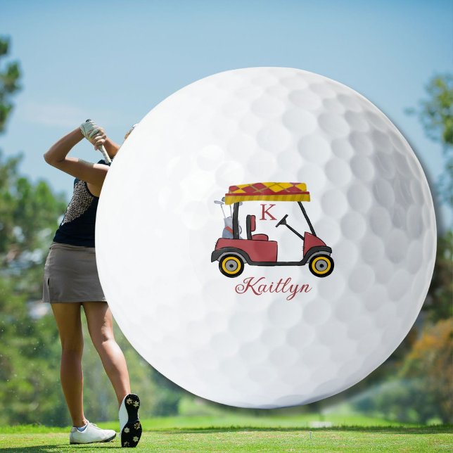Radiant in Red Custom Golf Cart Name Monogram Balls (Creator Uploaded)