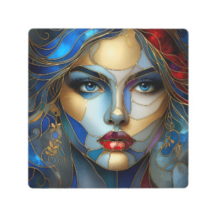 Radiant Innocence - Stained Glass Style Metal Print