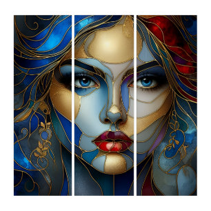 Radiant Innocence - Stained Glass Style Triptych