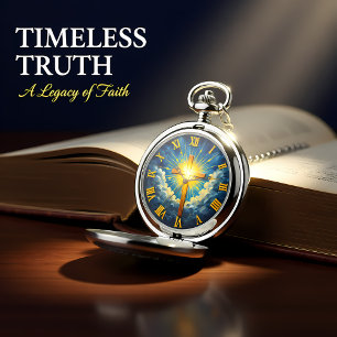  Radiant Jesus Heavenly Cross Pocket Watch