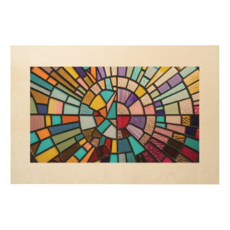 Radiant Kaleidoscope: A Symphony of Stained Glass Wood Wall Art