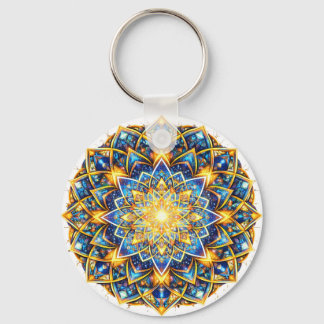 Radiant Kaleidoscope Mandala - Color Harmony gold Keychain