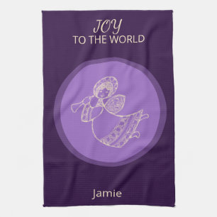 Radiant Lavender Angel of Joy Family Kitchen Glow Towel