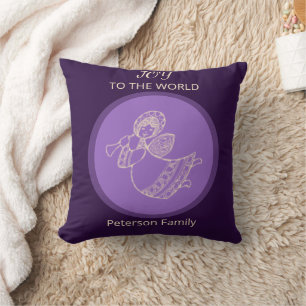 Radiant Lavender Angel of Joy Family Serenity Glow Throw Pillow