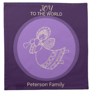 Radiant Lavender Angel of Joy Family Table Glow Cloth Napkin