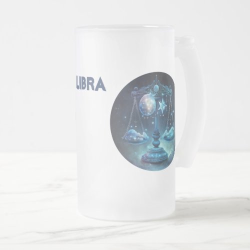 Radiant Libra Customizable Zodiac Sign Frosted Glass Beer Mug