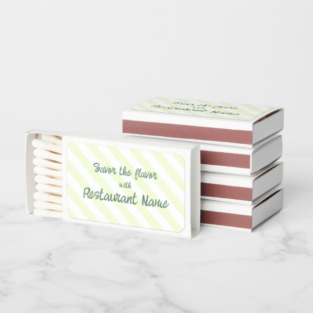 Radiant Light Yellow Striped Promo Restaurant Matchboxes (Stacked)